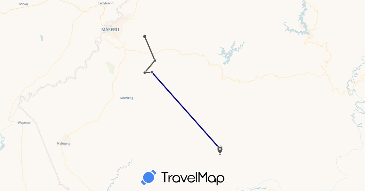 TravelMap itinerary: driving, motorbike in Lesotho (Africa)